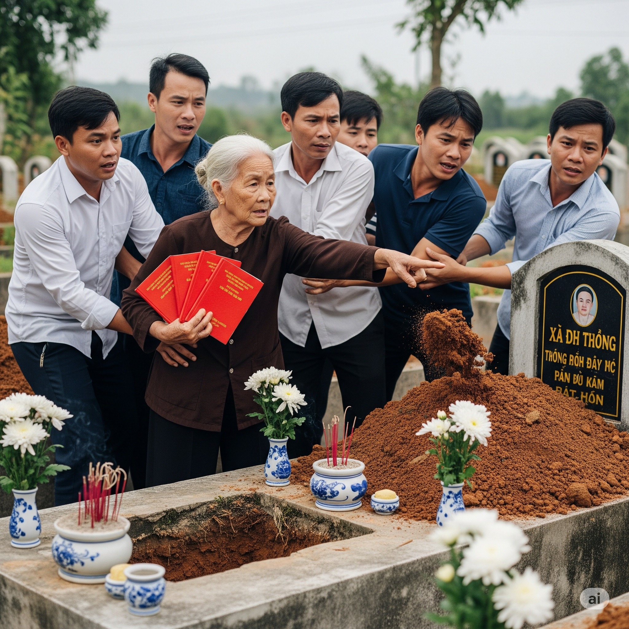 Con cái c-ãi nhau o-m sò-m trước mặt mẹ ai sẽ phải “nuô-i bà”, không ng-ờ đúng 1 tuần sau bà dẫn 5 đứa con trai đến nghĩa địa cầm theo 4 quyển sổ đỏ