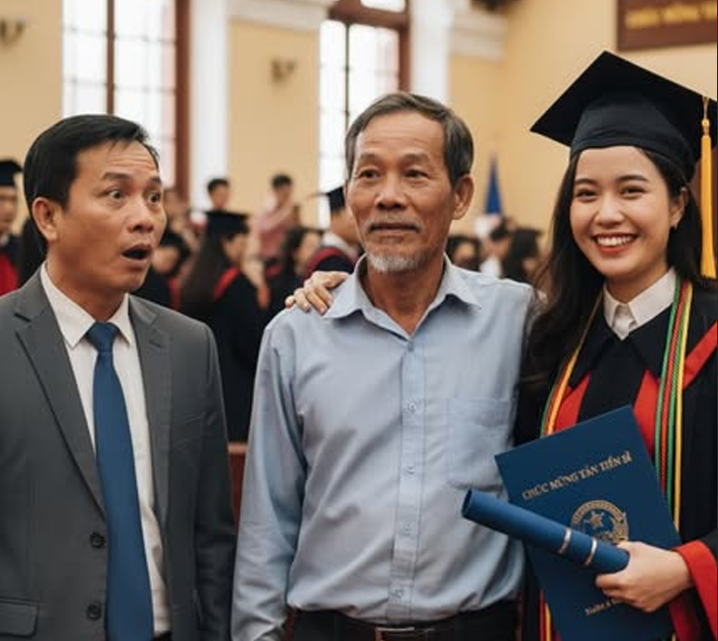 Bố dượng làm thợ xây 25 năm nuôi tôi học Tiến sĩ, thầy giáo sững sờ khi thấy ông tại lễ tốt nghiệp